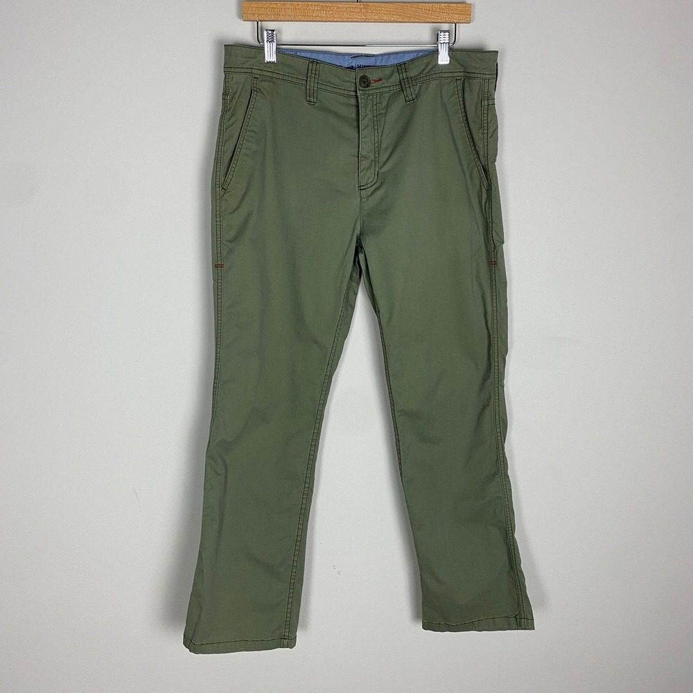 Toad & Co Mission Ridge Pants Mens 34x29 Olive Lean Fit Organic Cotton Chino